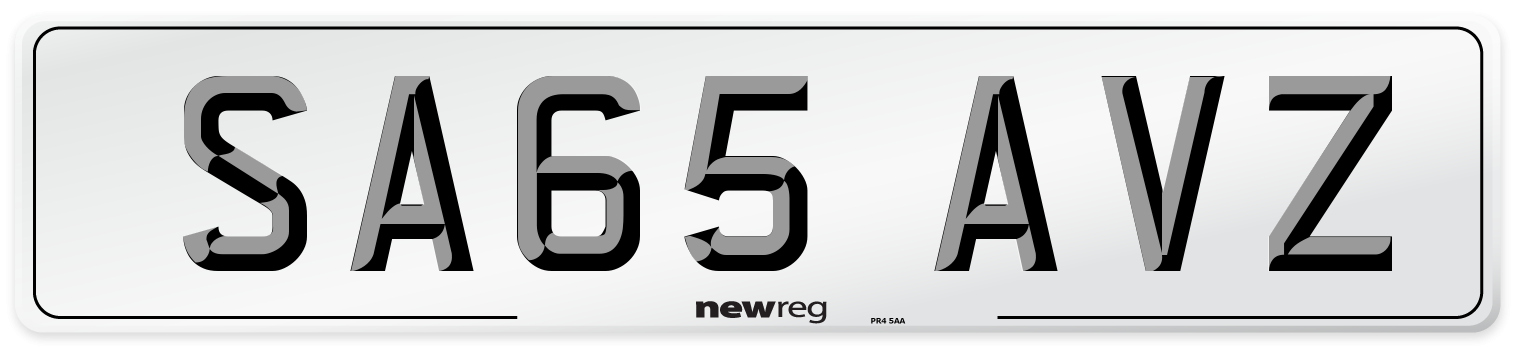 SA65 AVZ Number Plate from New Reg